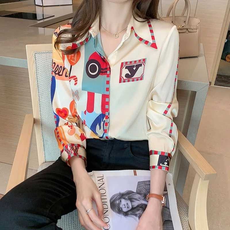 Women's Blouses Shirts Women Spring Autumn Style Blouses Shirts Lady Casual Long Slve Turn-down Collar Printed Blusas Tops WY1033 Y240426