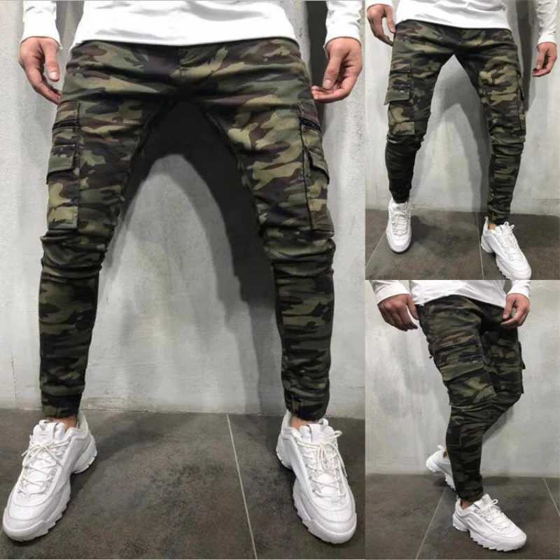 Mäns jeans män mode trend camo ungdomspersonlighet smala byxor vår/sommarfrakt 2022 Nya byxor Q240427