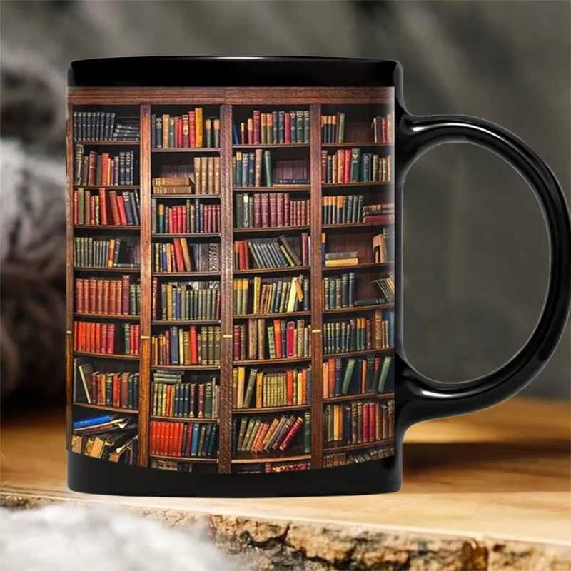 Mugs 3D Library Bookhelf Ceramic Cup Creative Multipurpose Cup Coffee Cup Research Milk Cup Home Table Decoration Friend Gifts J240428