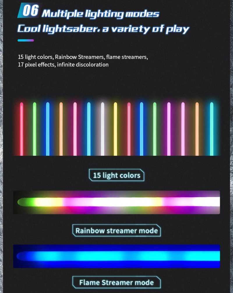 LED Light Sticks Reikirc 2-in-1 Lichtschwert mit 15 Farbsoundffekten Lichtschwert Metall Laserschwert wiederaufladbare Spielzeugparty Luminous Sword T240428