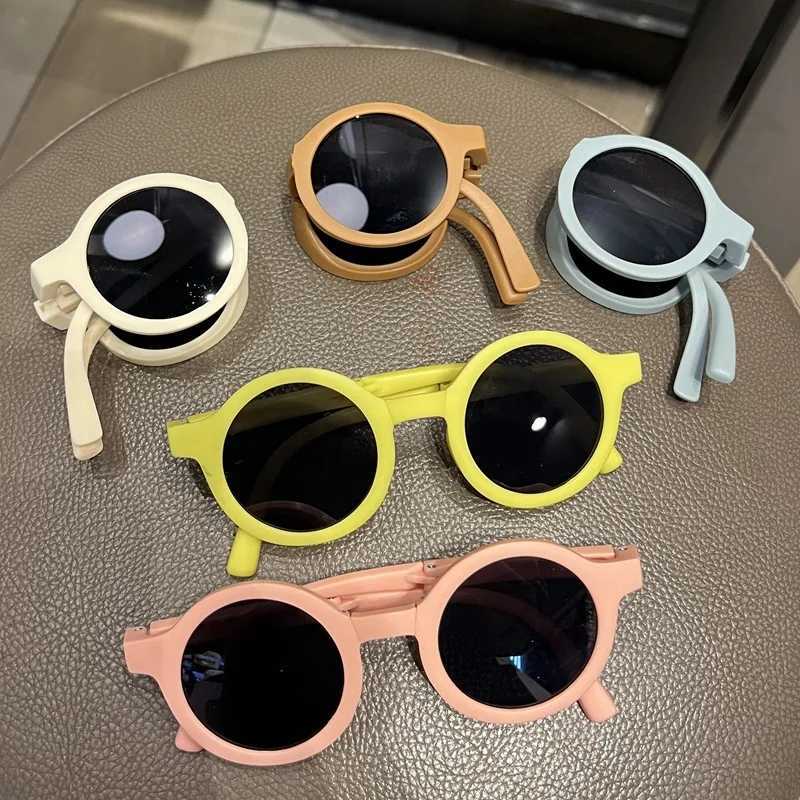 Sunglasses New Minimalist Foldable for Children Girls Baby Sunshade Sun Glasses Cute Protective Eyewear UV400 Oculos H240429