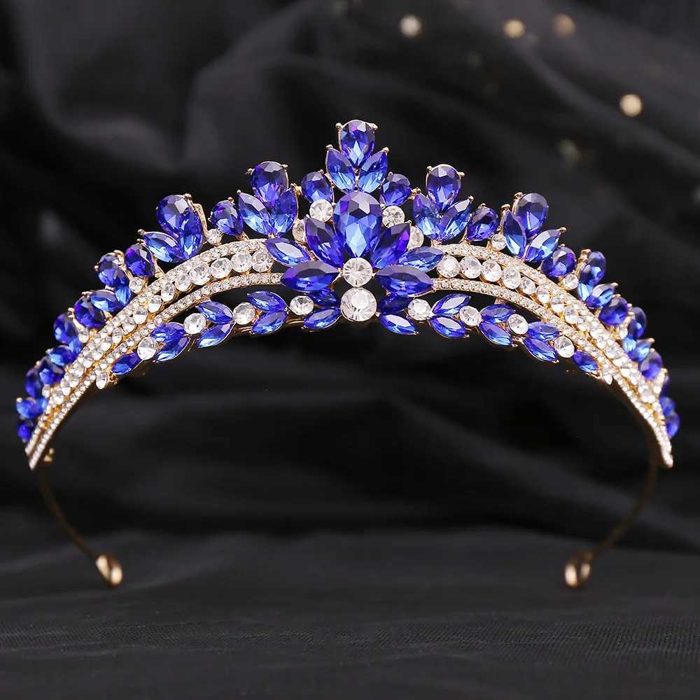 Tiaras coreana verde azul opala cristal coroa de princesa para mulheres que rainha de luxo princesa festa bidal tiaras acessórios de cabelo