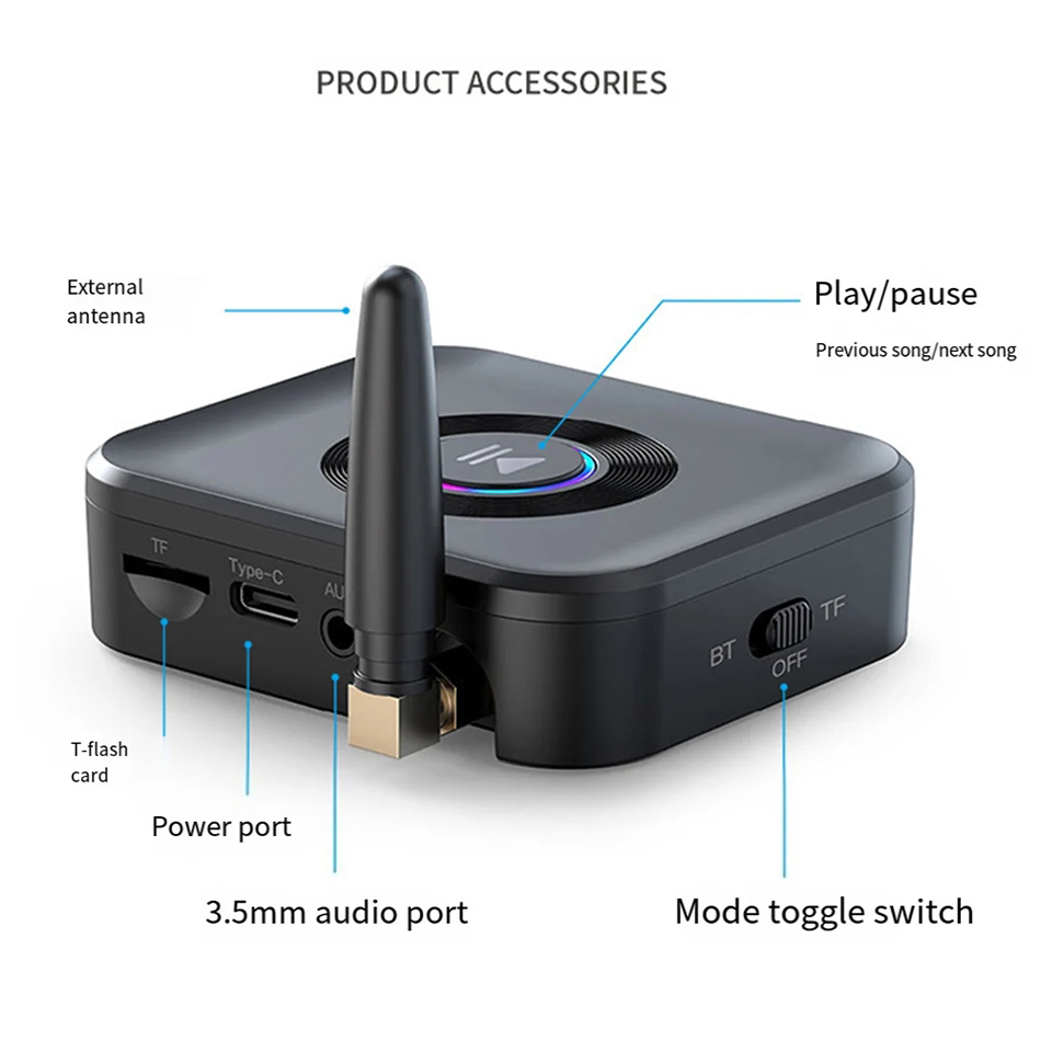Ricevitore Bluetooth GR01 amplificatore audio auto da 3,5 mm porta audio wireless convertitore colorato adattatore stereo colorato