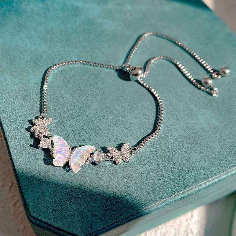 Chaîne Sweet Bracelets réglables de papillon coloré en argent en argent