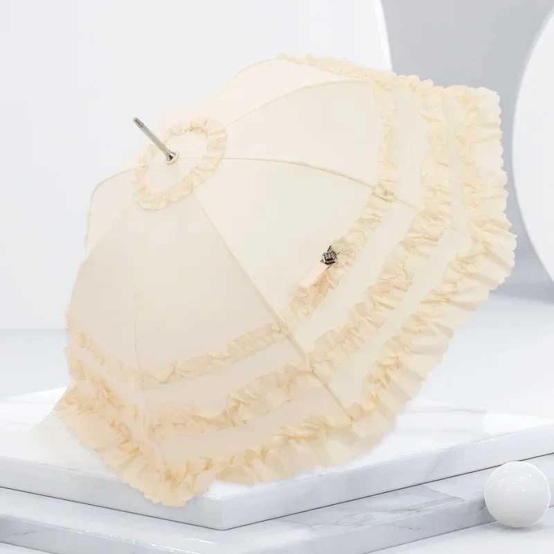 Ombrelli carini principessa in pizzo ombrello manico lungo pagoda parasol gotico lolita matrimonio grande ombrello semi-automatico matrimonio ombrelli