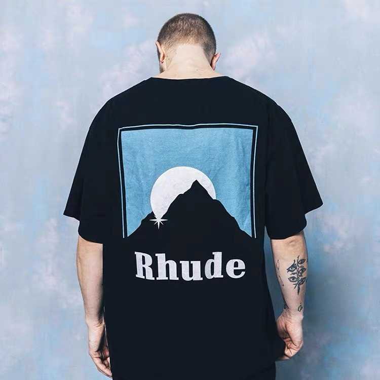 Hoogwaardige originele Rhuder Designer T Shirts High Street Quality Loose Oversize paar Jurk Mode Brand Print Short Sleeve T-Shirt met 1: 1 Logo