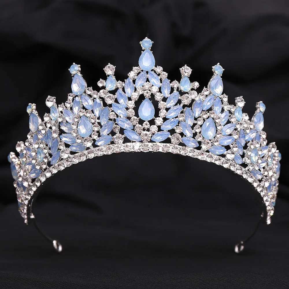 Tiaras coreano dulce rosa verde azul ópalo tiara para mujeres vestidos de fiesta de bodas elegante reina nupcial de novia diadema de corona