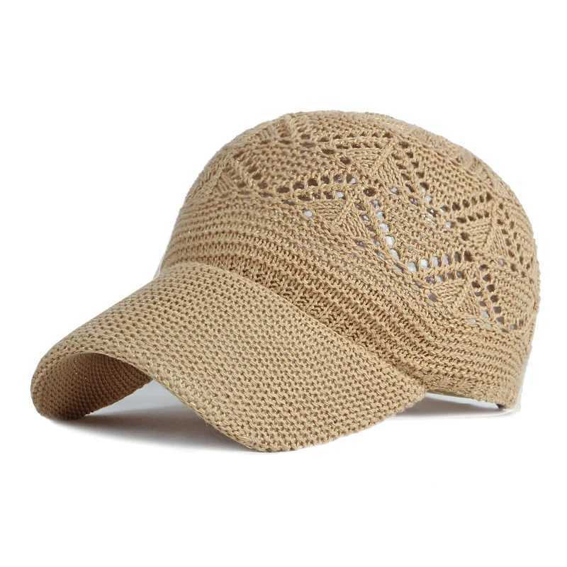 Ball Caps Summer Womens Hollow Baseball Hat Breathable Knitted Holiday Mesh Bone Gorras Adjustable Sun Hombre Q2404291