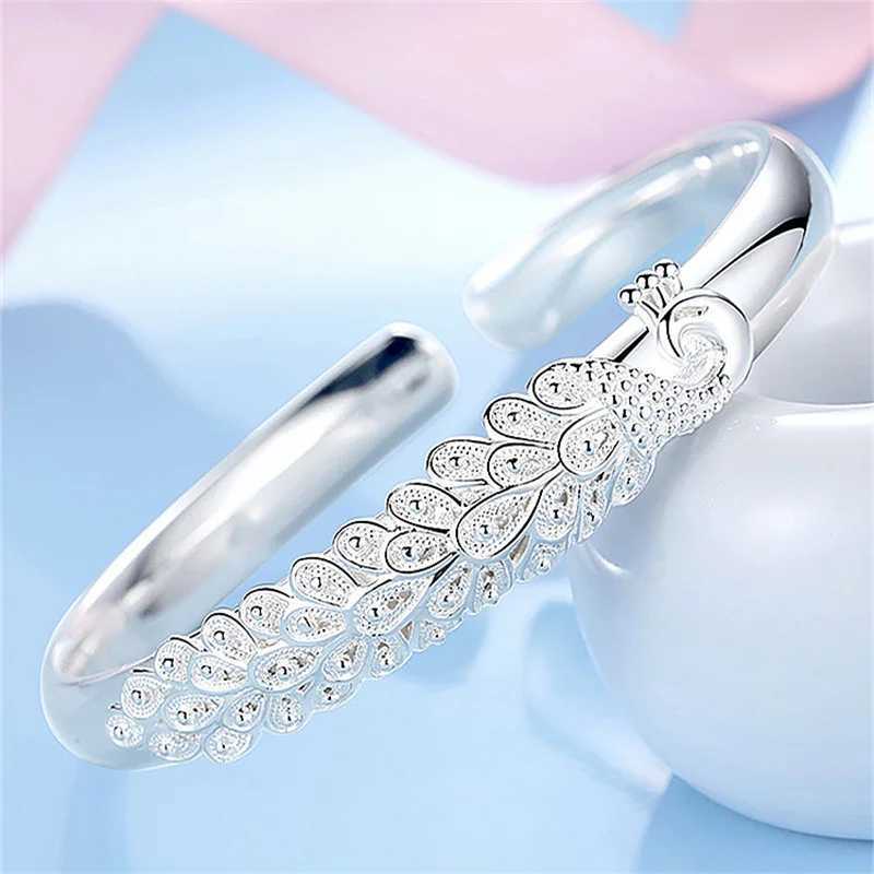 Keten Nieuwe 925 Sterling Silver Elegant Peacock Opening Screen Bracelet Bandles For Women Fashion Party Wedding Accessoires Sieraden Gift