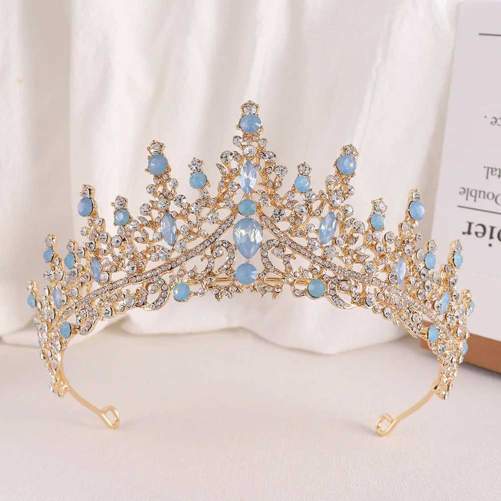 Tiaras luxe elegante roze groen blauw opaal kroon dames bruiloft haaraccessoires koningin bruids kristal tiaras meisjes kleding hoofdbanden