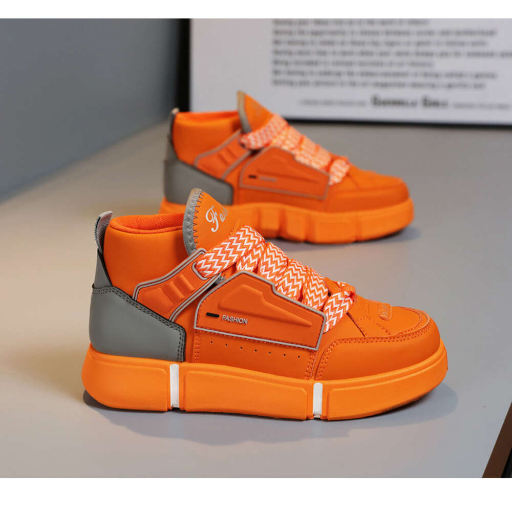 Chaussures de planche décontractées pour enfants pour enfants hommes baskets hautes top skateboard trahison orange noir