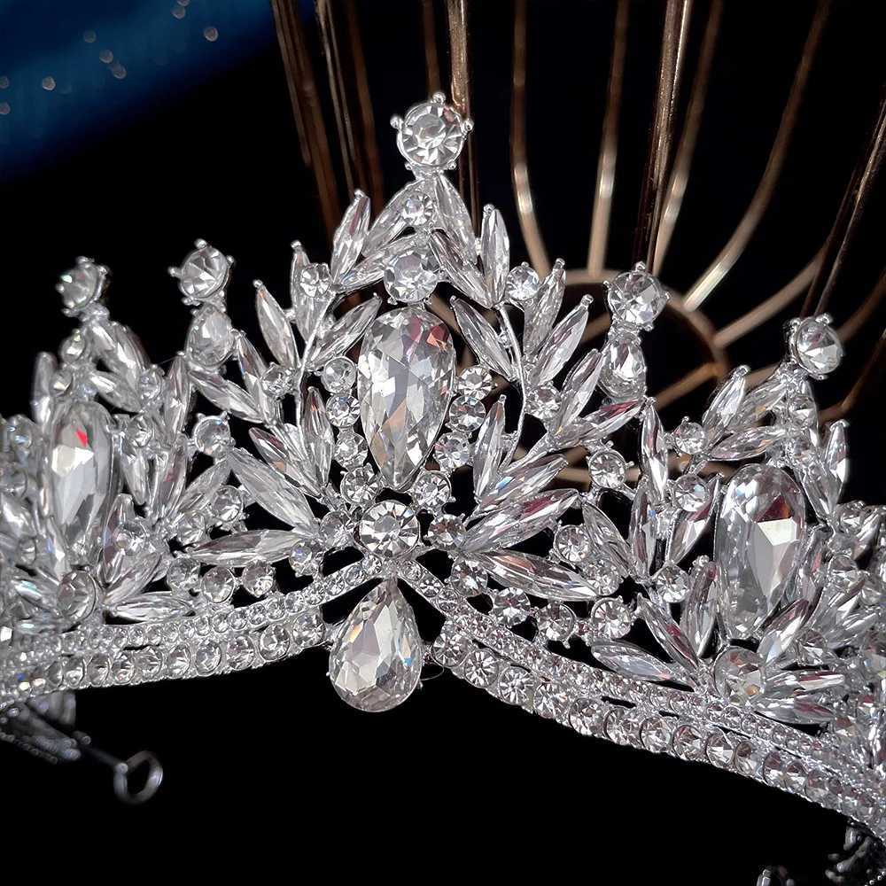 Tiaras di lusso coreano Big Water Drop Crystal Crown Tiara donne Fare di nozze festa di nozze eleganti gioielli capelli a corona da sposa