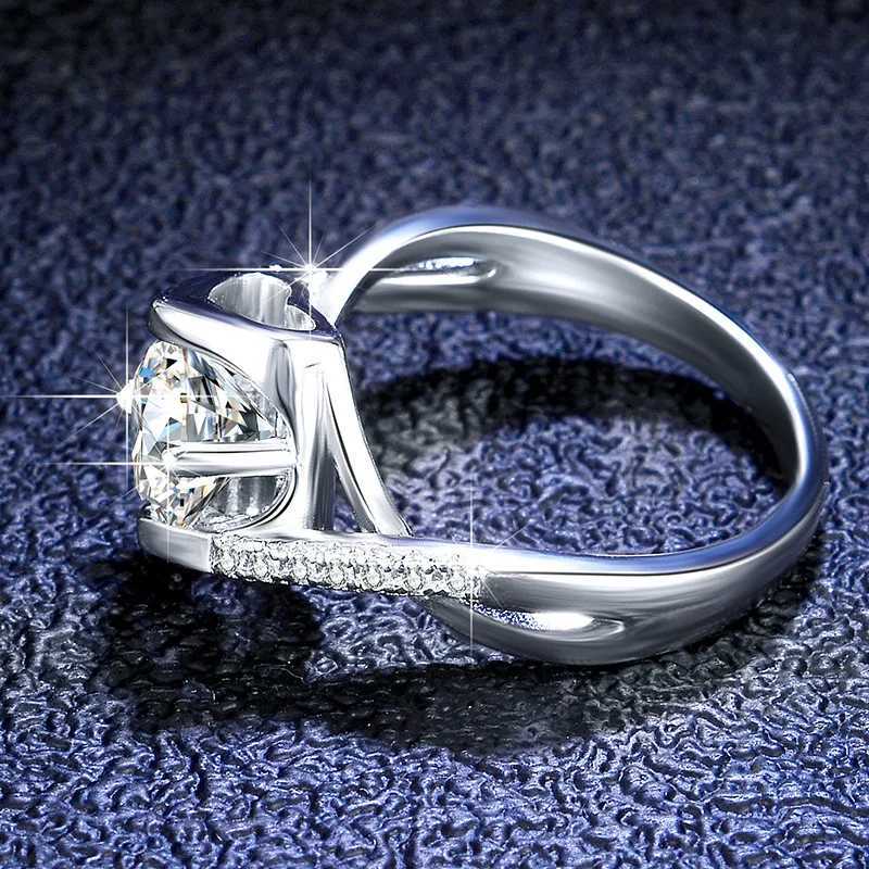 Anéis de banda Yaonuan Real 925 Sterling Silver Mosonite Ring Adequado para o noivado feminino Angel Kiss 1.0 Certified Gra Jóias ajustáveis Q240429