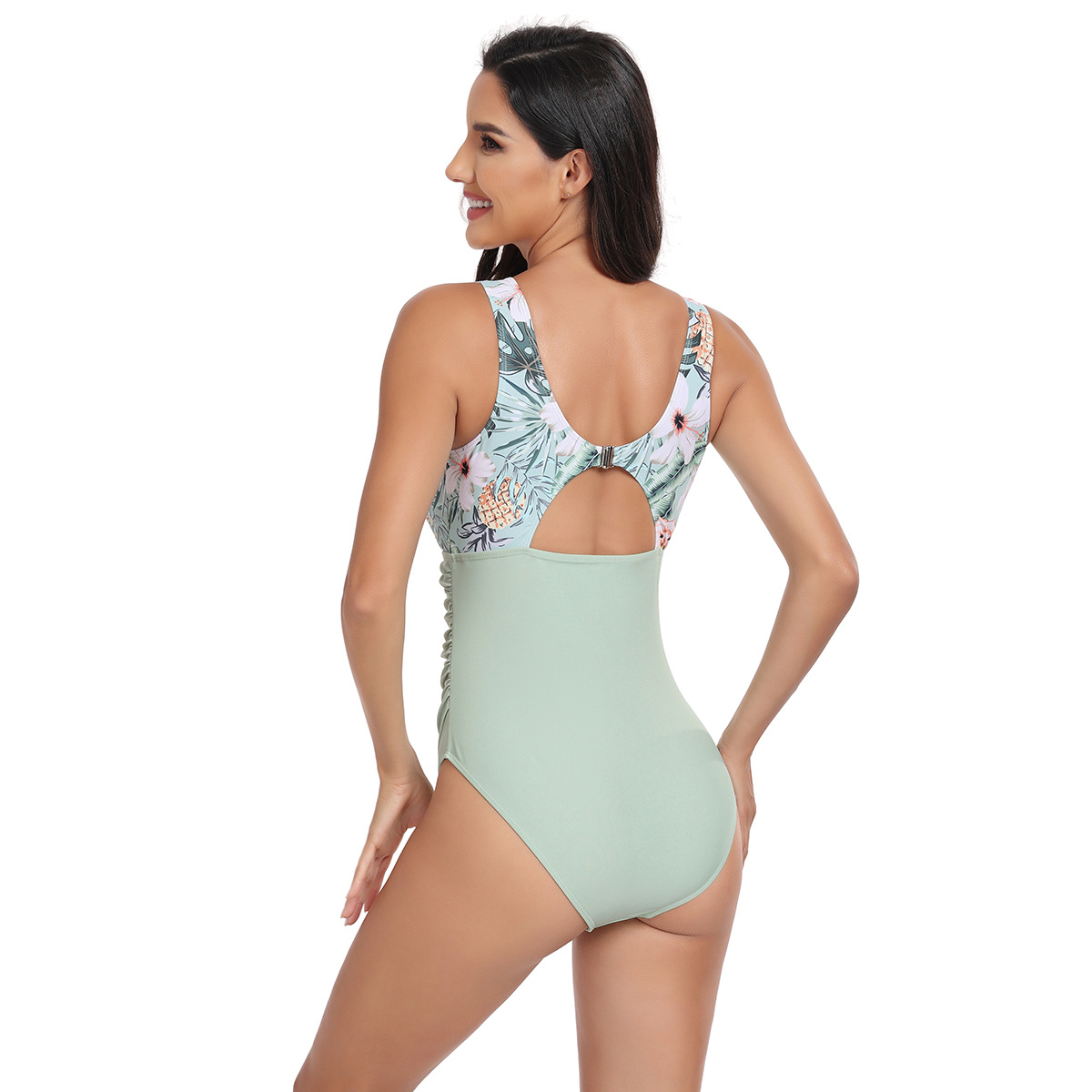 2024 New One-piece swimsuit women's solid color mesh bikini bikini women Beach Wear VBH