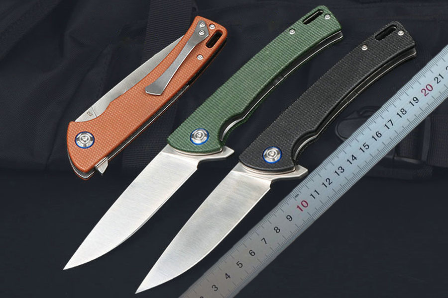 Top Quality M7745 Flipper Folding Knife D2 Satin Blade Micarta Handle Ball Bearing Fast Open Folder EDC Pocket Knives Outdoor Camping Tools