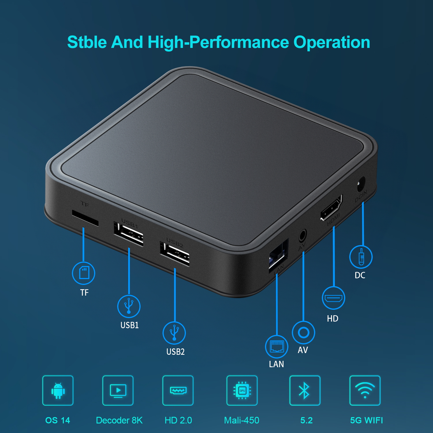 TV98 Pro ATV Smart TV Box Android 14 Allwinner H313 Quad Core 2.4G / 5G double WiFi BT 5.2 8K HD Media Player 2G + 8G 2G + 16G Set Top Box