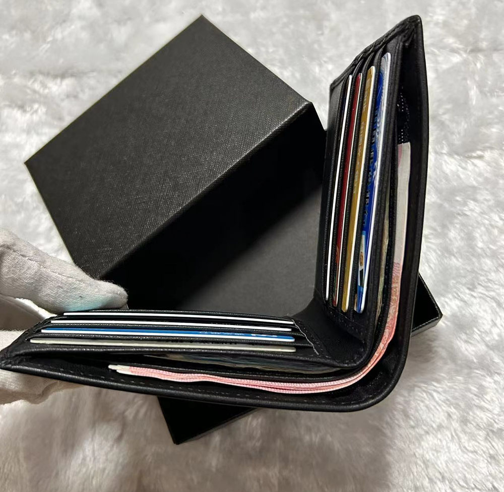 Designer en cuir authentique portefeuille pour hommes de qualité supérieure Portafoglio Carte de crédit portefeuille Dolllar Wallet Cowhide en cuir doux PortefeUille Box Original Box Cash Clip Id Purse