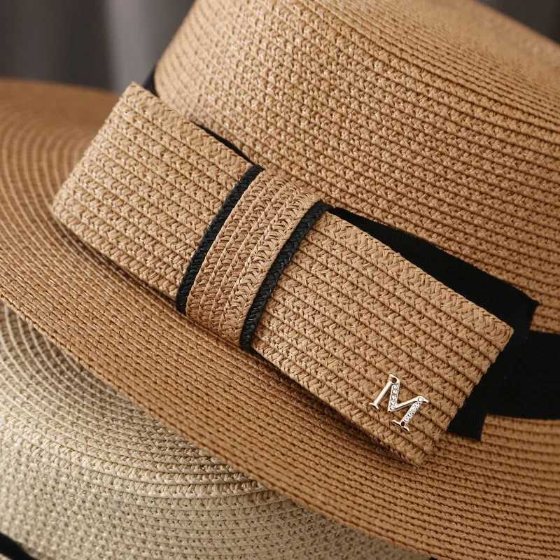 Szerokie brzegowe czapki czapki czapki letnie słoneczne wizje czapka dla kobiet bowknot str c la podróż płasko słoneczny kapelusz moda rybakowy basin c ochrona przeciwsłoneczna plażowe czapki j240429