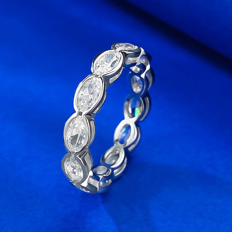 Eternity Marquise Cut Gems Diamond Ring Diamond Ring al 100% Real 925 Sterling Silver Party Wedding Cand Anelli donne Gioielli fidanzati