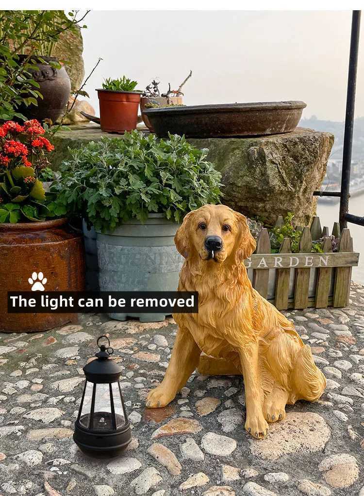 Planters Pots Solar Garden Decorative Light with Long Life Dog Outdoor Lighting Resin Statue LED Night Used for Road Courtyard Decoration Q240429