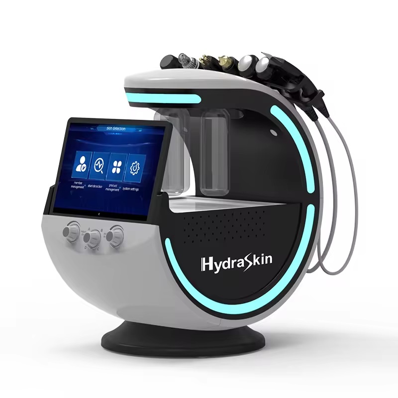 MicrodermoBrasion Hydra Facial Water Oxygen Jet Peel Screwber Machine de beleza azul de gelo inteligente com scanner de pele para spa Uso