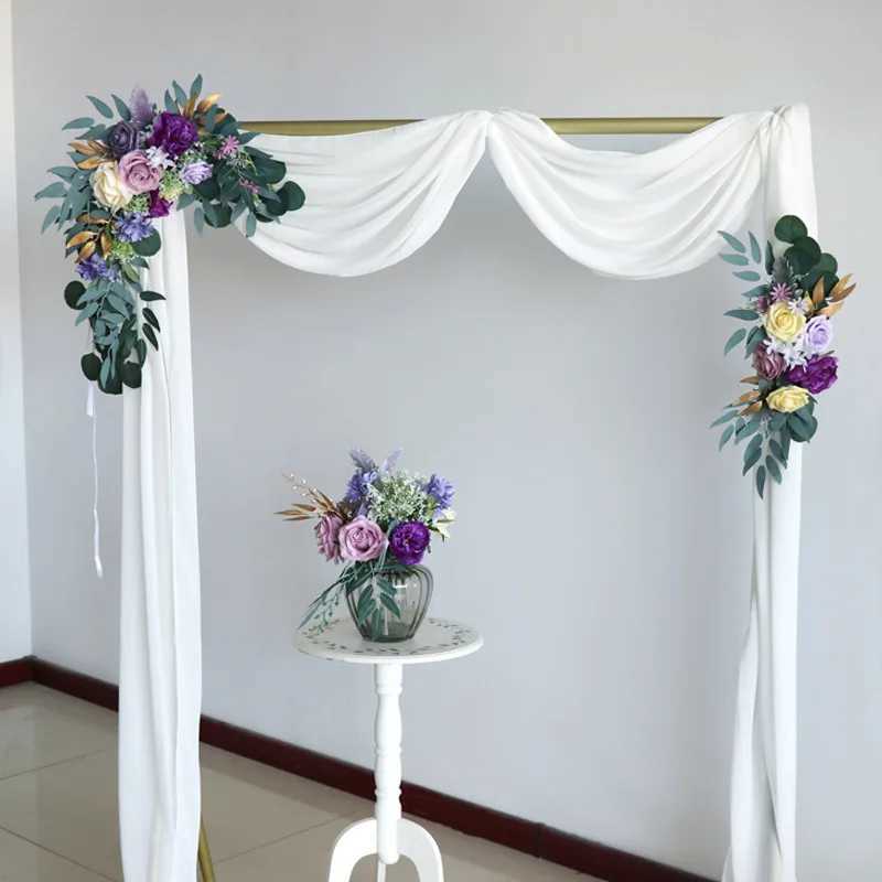 Fleurs séchées Accessoires de mariage Artificiel Persumiz Flower Row Arch Arrange Couronne de rose Rose Décor de Noël Mur Home Sanging Silk Fleur