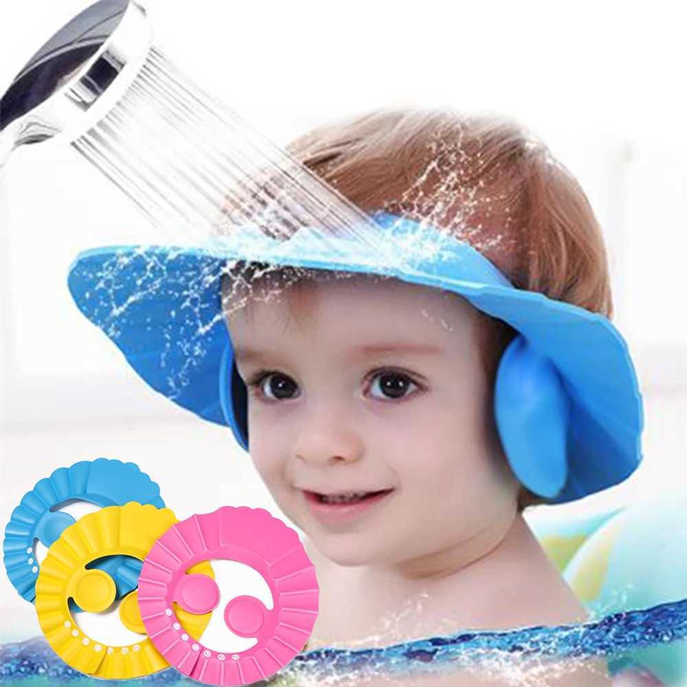 Duschkappar justerbar baby shower cap barns schampo cap schampo cap dusch täcker vattentätt örat och ögonskydd täcker2404