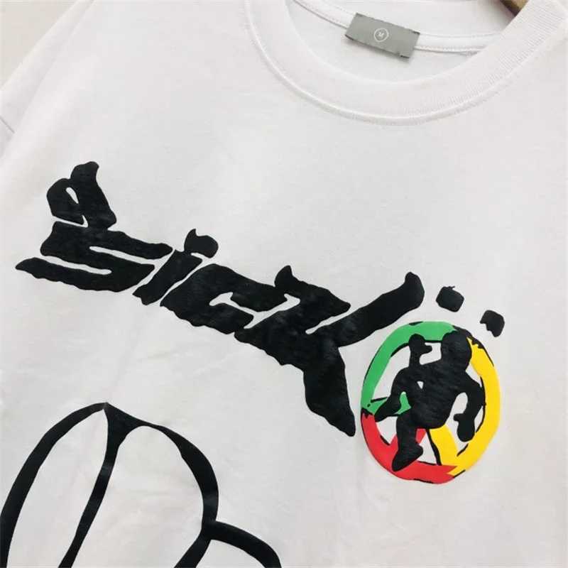 Men's T-Shirts Puff Print Sicko T-shirt Men Women Best Quality T-shirt Black White Summer Style Tops T Y240429
