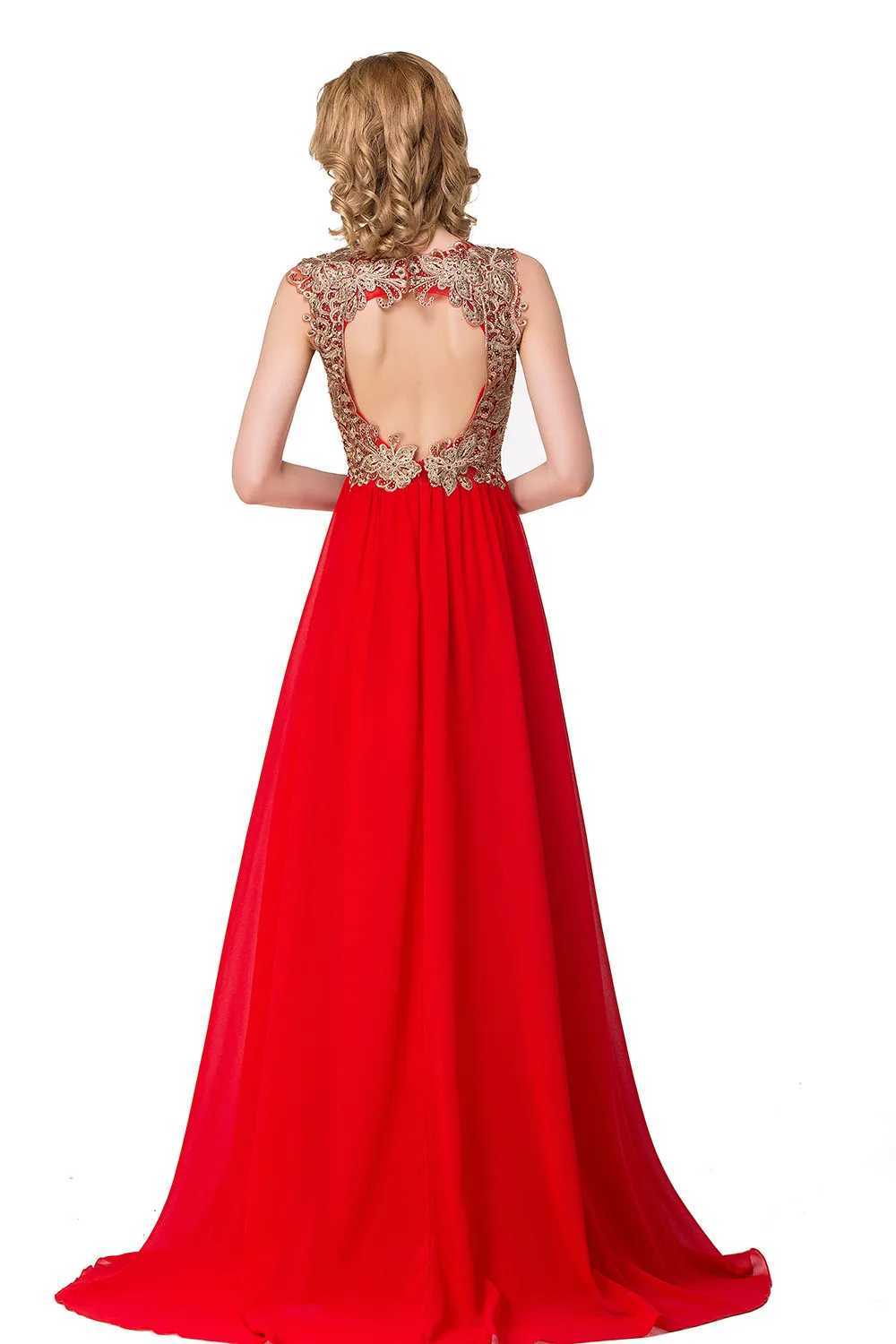 Vestidos de passarela Apliques de chiffon azul marinho vestidos de renda longa noite Red Uma linha Sexy Backless Party Prom Valings Formal Ochain Robe de Soire Y240426