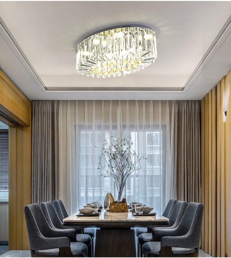 Ovaal kristallen plafondlampen moderne langwerpige heldere plafondlampen vleugje glanzend oppervlak gemonteerd lustres slaapkamer eetkamer woonkamer lampara's armaturen