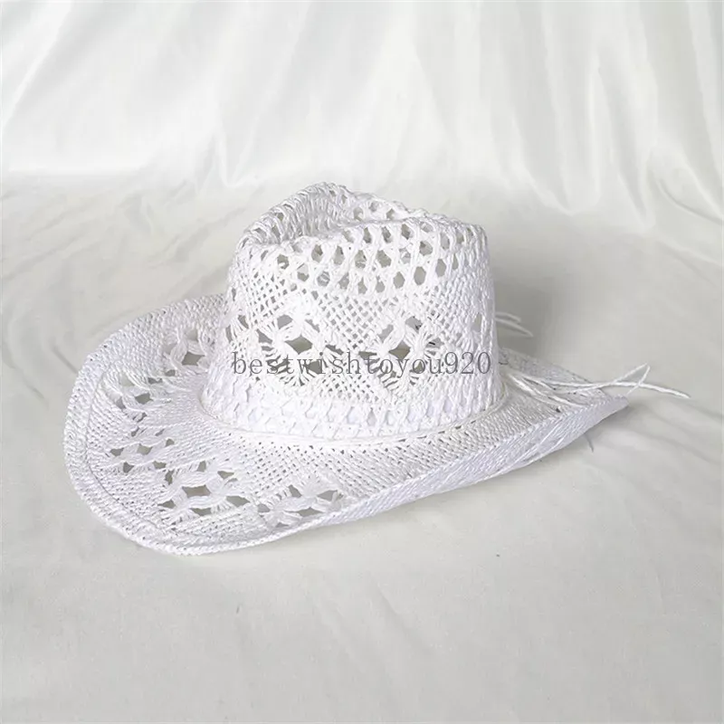 Cowboy Hollow Straw Hat Men kobiety Summer Sun Ochrony Cap Man Kobieta na plażę Czapki Czapki Rzut Brim Caps Modna podróż na zewnątrz Sunhat wakacyjne sunhats