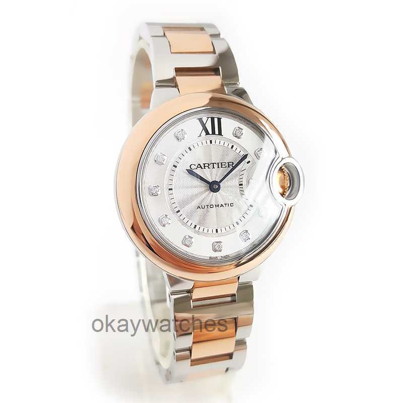 Unisex wijzerplaten automatisch werken horloges Carter nieuwe blauwe ballon 18k rose goud diamant mechanisch horloge dames w3bb0006