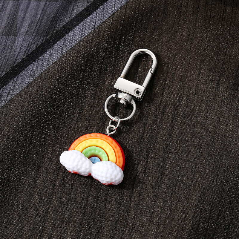 Süßer Regenbogen Sonnenstar Mond Gesicht Tastatur Karton Kawaii Keyring für Frauen Männer Kinder Freund Tasche Auto Airpods Box Telefon Charme Schmuck Schmuck