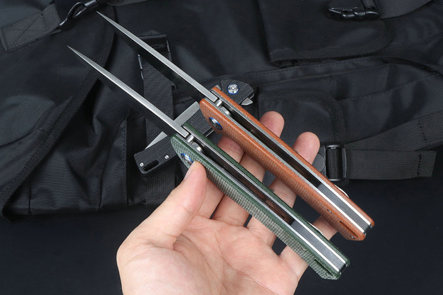 M7745 Flipper Pliage Couteau D2 Satin Blade Micarta Handle Ball Ball Fold Open Folder Edc Pocket Couteaux Outdoor Camping Tools