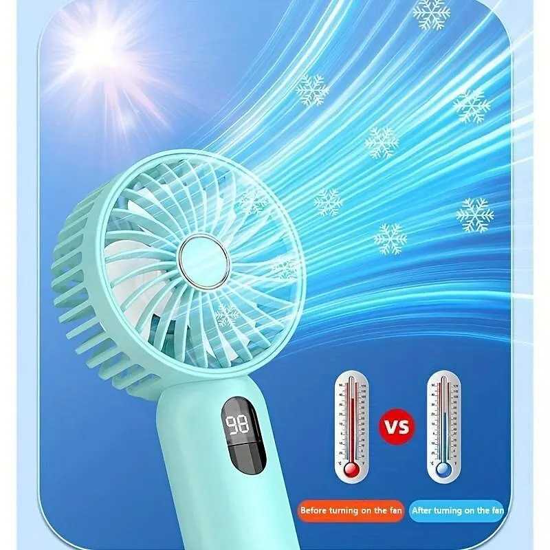 Elektrische fans Digitale display Mini Fan USB 1200 MAH Handheld Leuke kleine elektrische ventilator draagbare student koelapparaat Pocket buitenhandventilator D240429