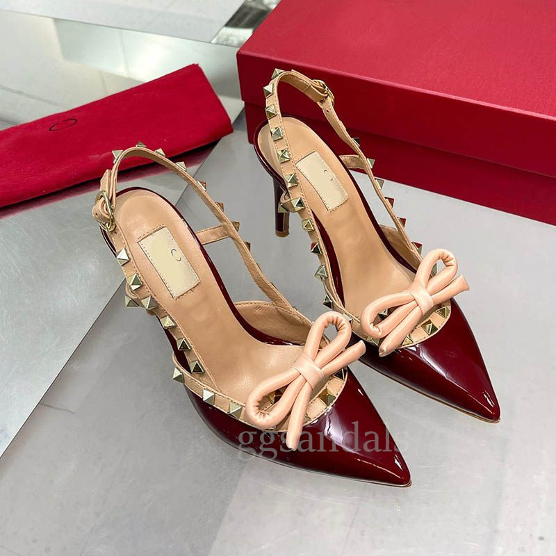 Designesr 9,5 cm High Women Office Boot Heels Sandalen Leerglaasjes Slingbacks Pumps Witte kledingschoenen Luxe sandaal