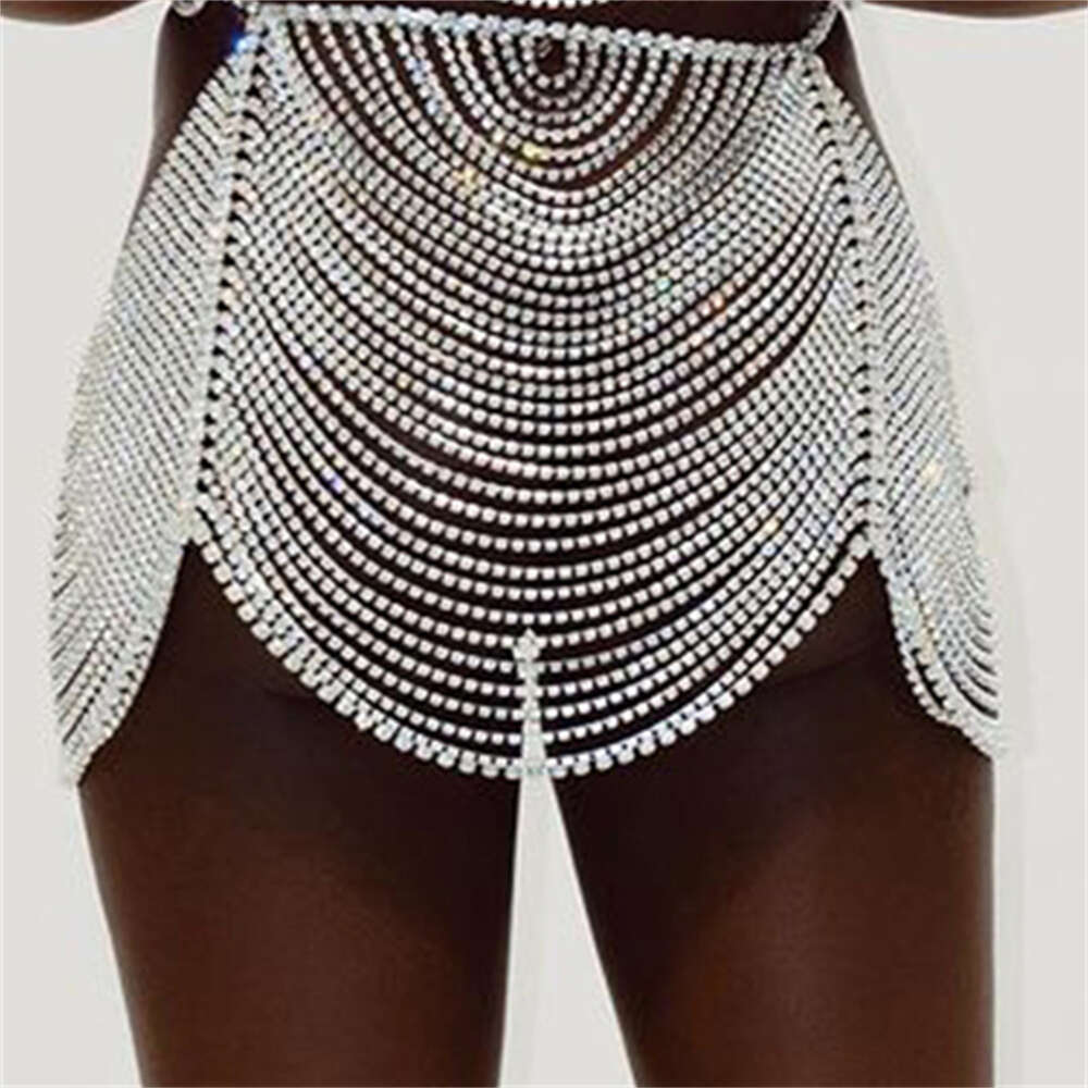Kostuumaccessoires sexy sprankelende Tassel Rhinestone rok damesmode nachtclub feest kristallen top shorts set sieraden sieraden