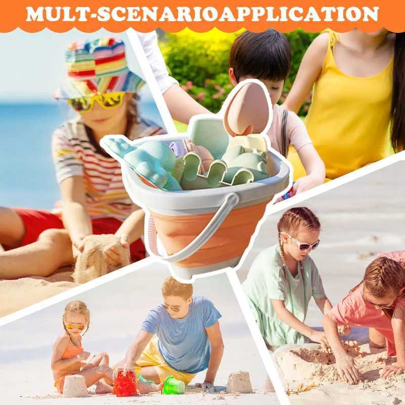 Sable Player Water Fun Kids Beach Sand Toys Set Beach Toys Moules de sable Moules de sable Bucket Beach Tovel Tool Kit Sandbox Toys for Toddlers Outdoor Play Gift D240429