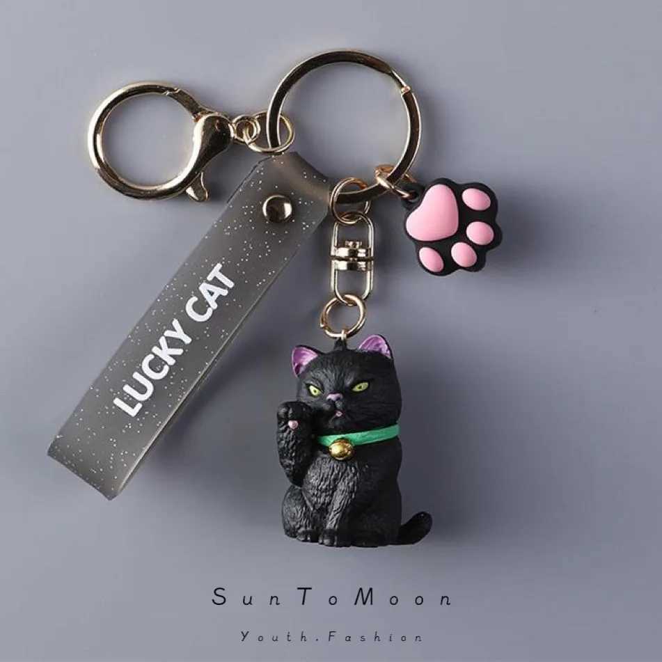 Keychains Lanyards süße Katze Keychain Creative Cat Claw Schlüsselbund Mädchen Ins Koreaner exquisites Schlüsselring -Anhängerbeutel Zubehör Telefon Charme Geschenk Q240429