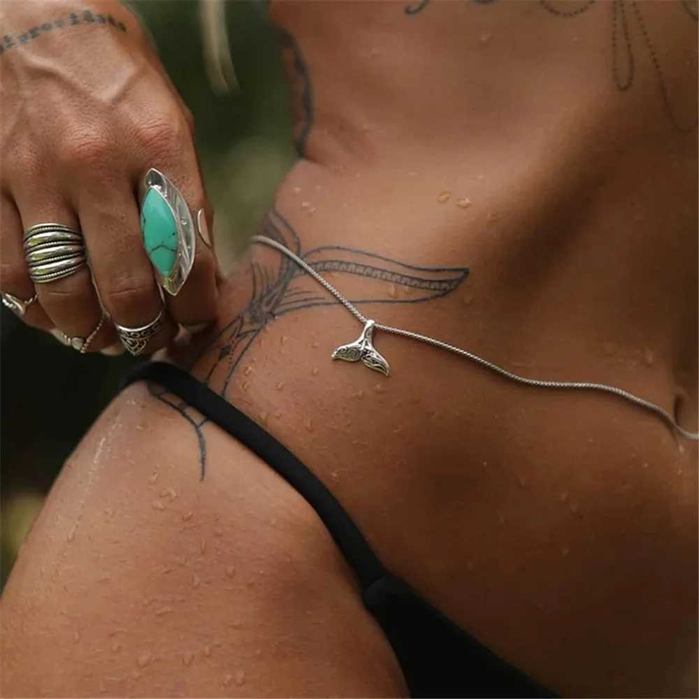 Correias da cintura Série oceânica Série de aço inoxidável Starfish Shell Pesca Corrente da cintura para mulheres Summer Summer Sexy Bikini praia Jóias de corrente D240430