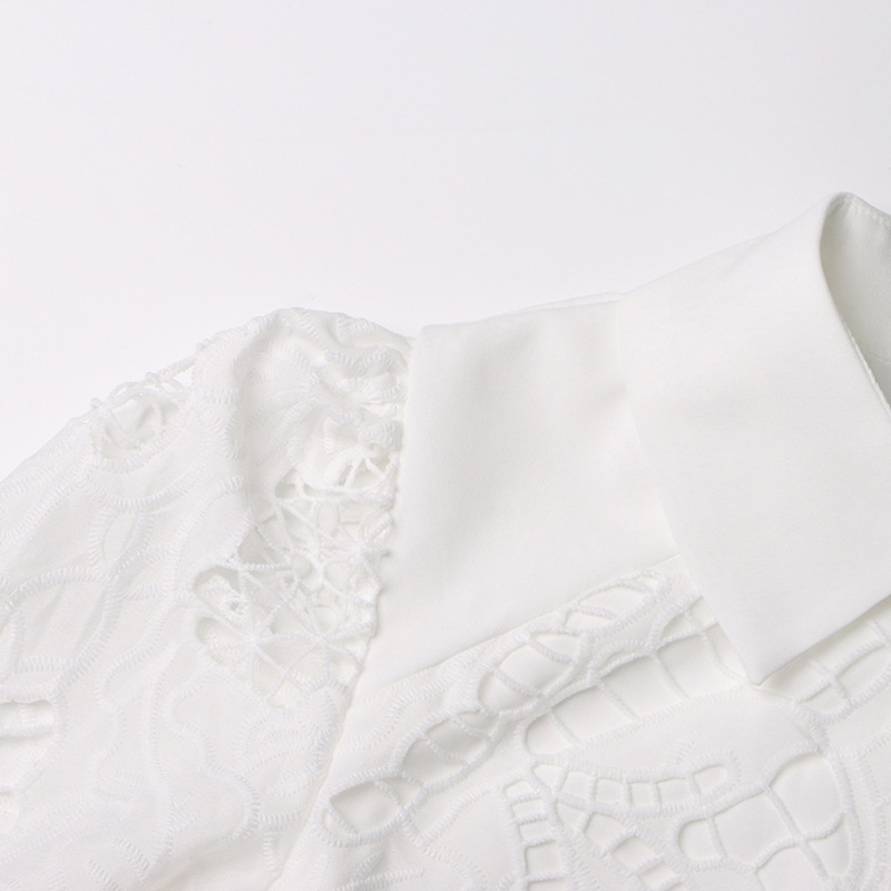 411 XL 2024 Milan Runway Dress Frühlings Sommer Langarm Lappens Hals weiße Kleider Damenkleid Mode hochwertige Boka