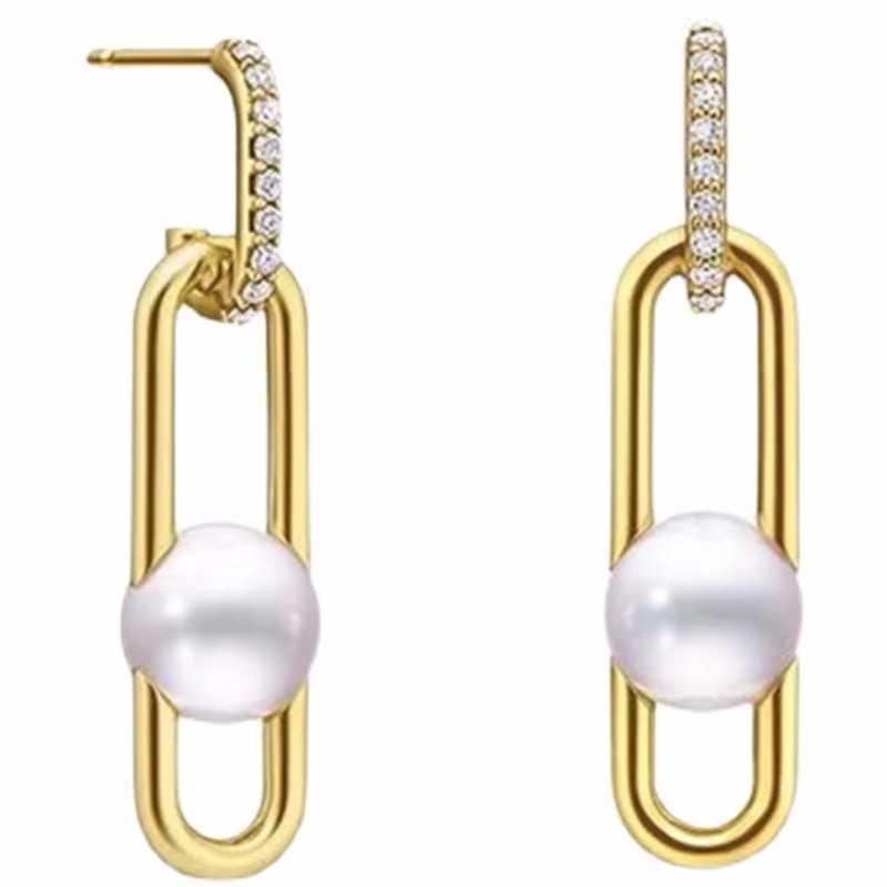 ファッションシンプルなttifeeny earrings汎用性のある新製品yang mi同じスタイルペーパークリップパールと