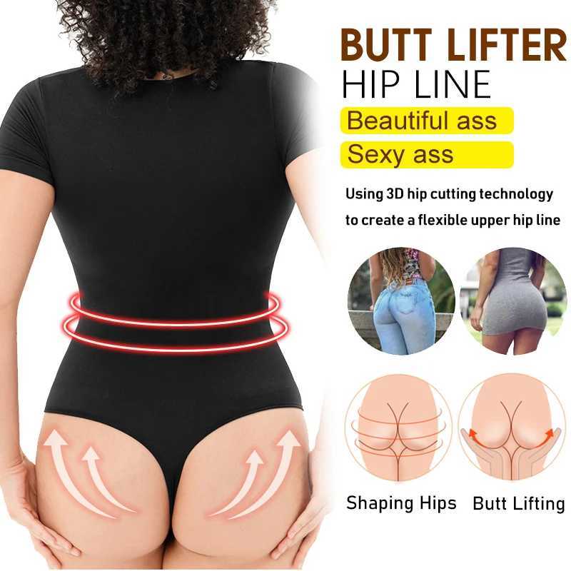 Kobiety body Shapers Seksowne żebrowane krótkie kwadratowe szyi Topy z czołgami w pasie talia Cincher Blow Control Butt Lifter Thong Shaper Corset Y240429