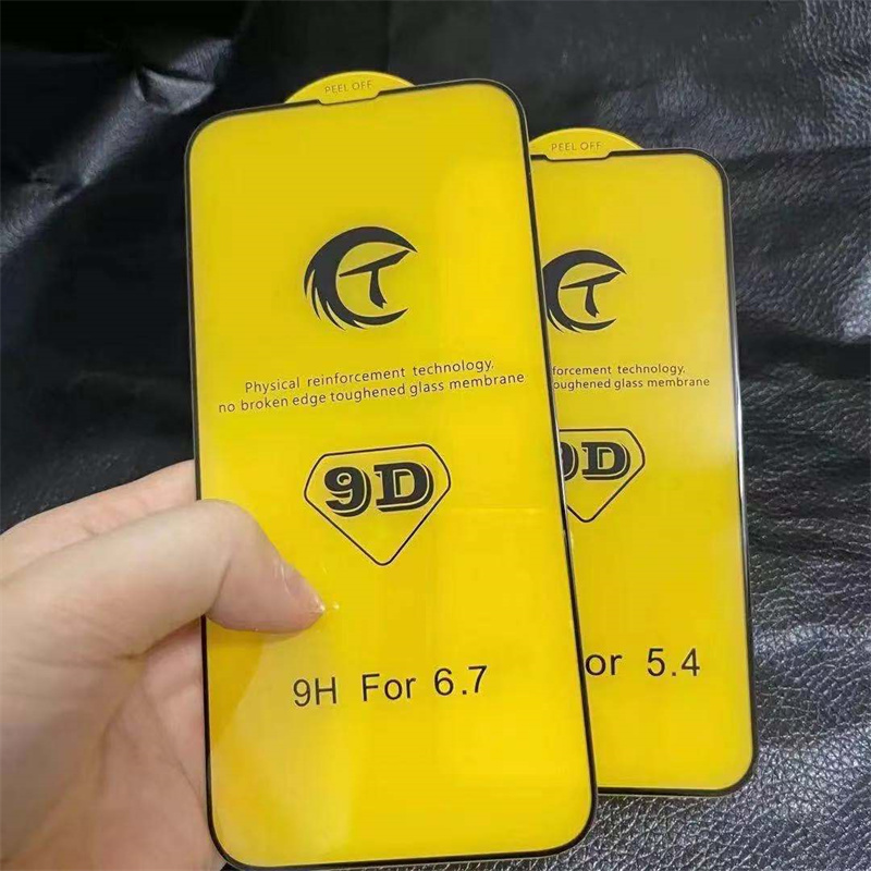 Högkvalitativ 9D -härdat glas för iPhone 11 12 13 14 Plus 15 Pro Max Full Glue Screen Protector Film för iPhone 6 7 8 Plus x Mini 10 st paket DHL gratis fartyg