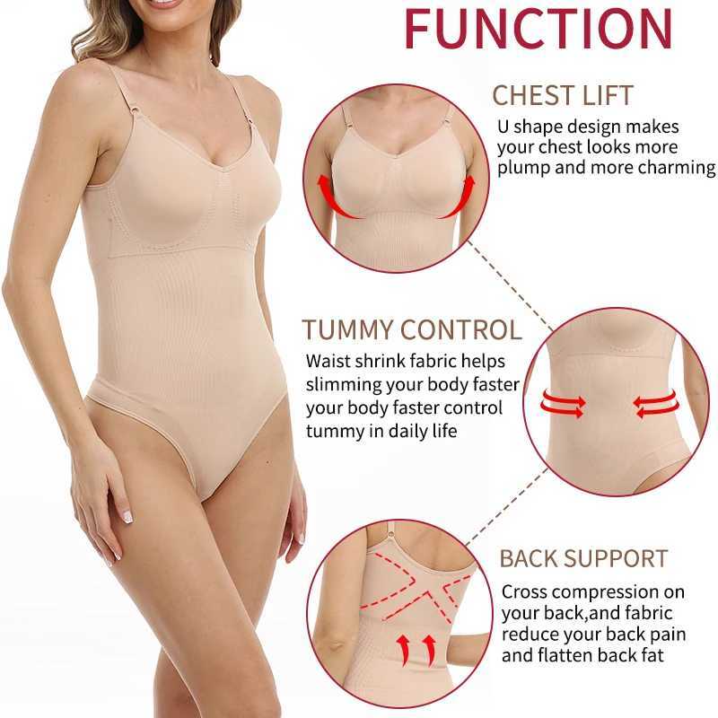 Women's Shapers Women Camisole Bodysuits Train Trainer Control Body Sching Body Shaper Cinchers Butt Lifter ShapeWear z strintami Y240429