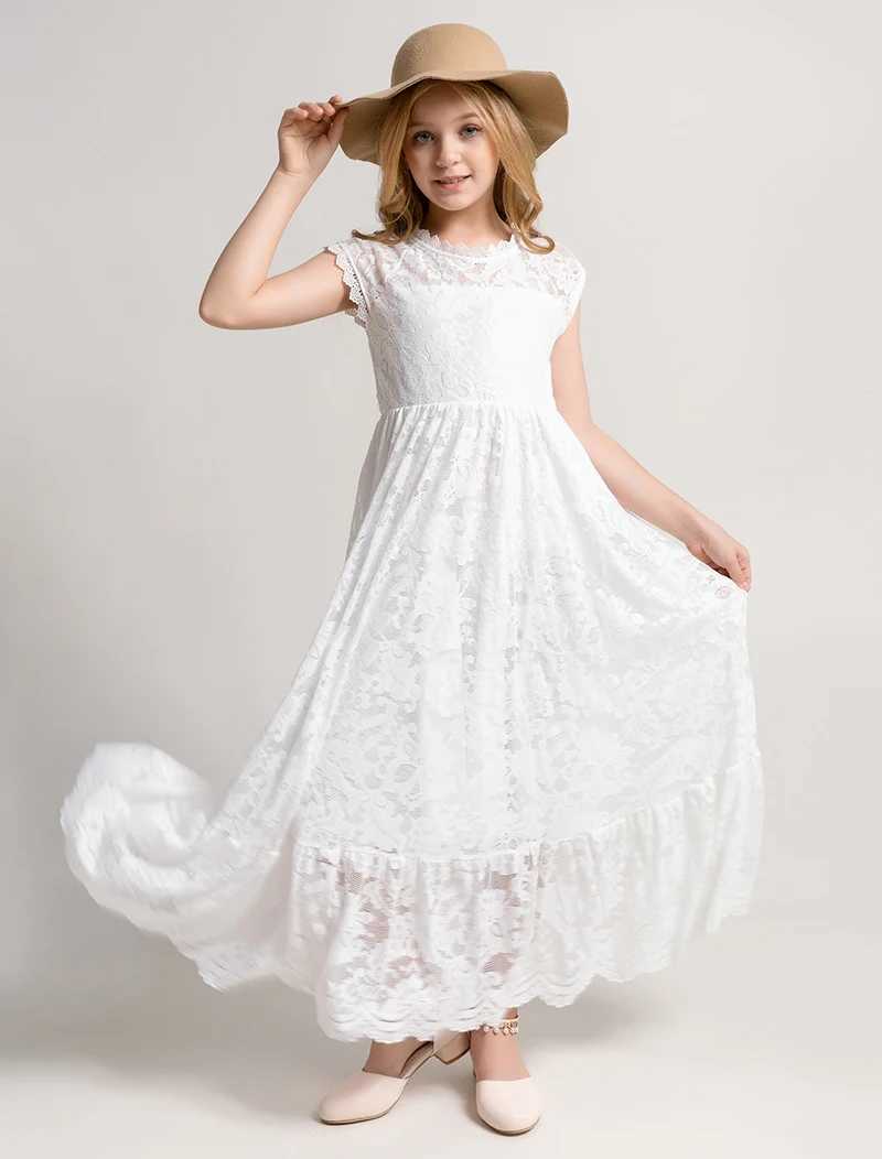 Girl's jurken Nieuwe plus size zomer bruiloft meisje katoen meisje prinses lange kleding tanktop kinderkleding 3 4 6 8 10 12 jaar