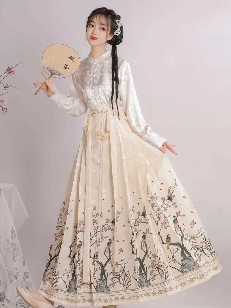 Ropa étnica tradicional tradicional hanfu femenina de verano blancos han elementos modificados vestidos de cara de caballo hada hada