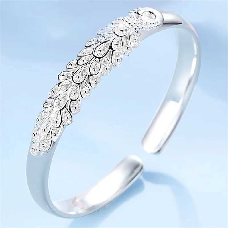 Keten Nieuwe 925 Sterling Silver Elegant Peacock Opening Screen Bracelet Bandles For Women Fashion Party Wedding Accessoires Sieraden Gift