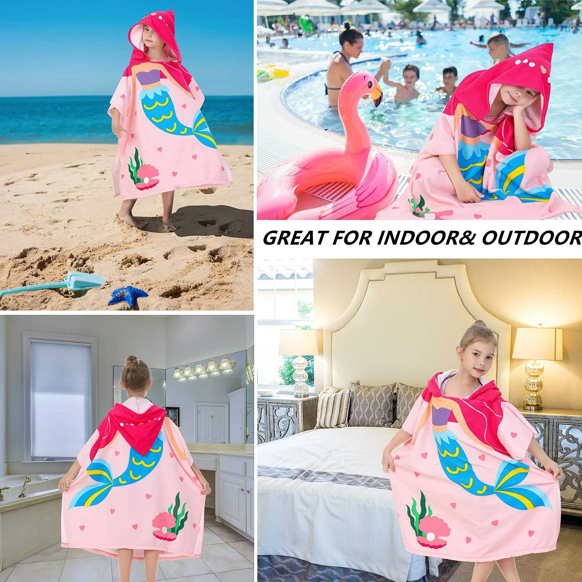 Handelsrockar dinosaurie strandhandduk med huva 3-10 år gamla pojkar och flickor huva handduk barnbadrock med dragstring bagl2404