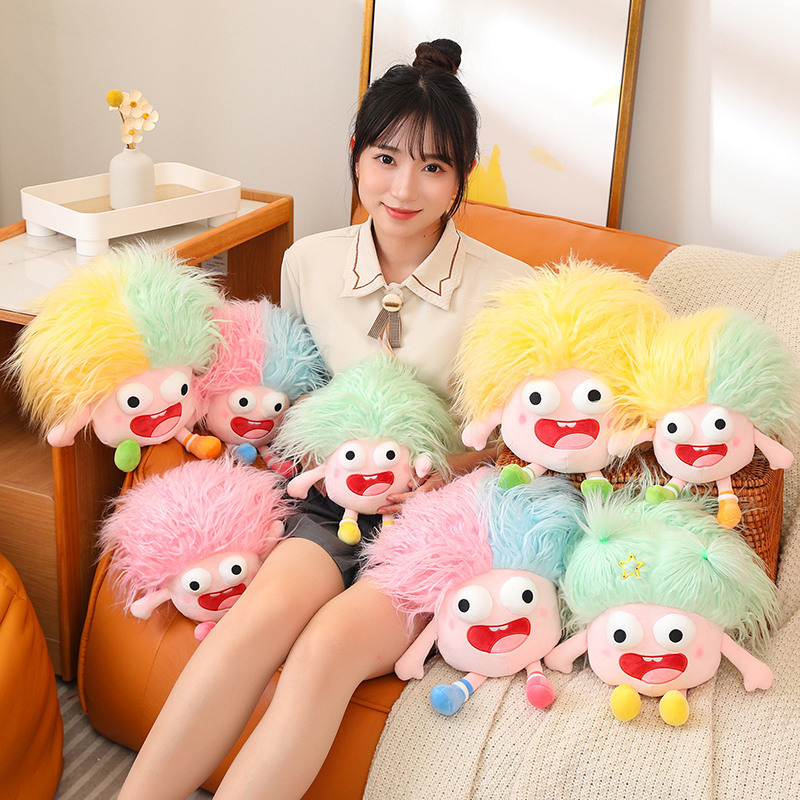 Internet celebrity cute crazy ugly doll plush stuffed toy cartoon cute big-eyed monster plush toy children sleeping comfort doll girls soft pillow Christmas gift